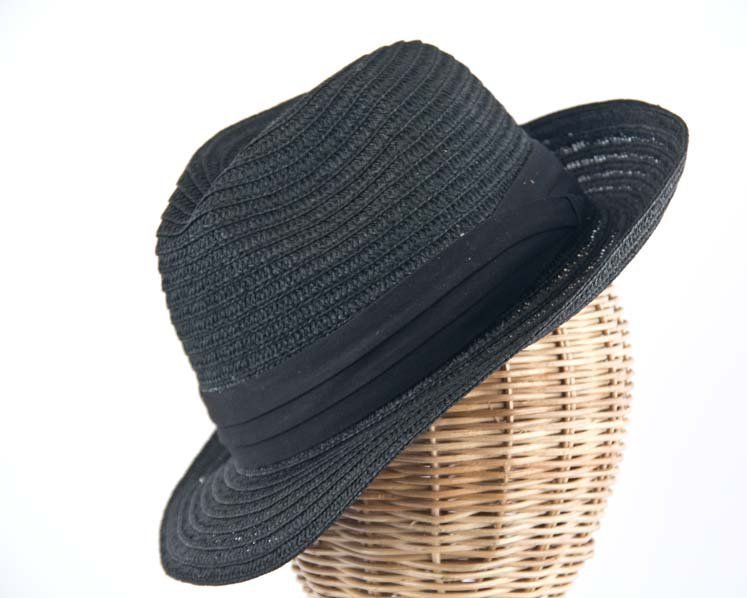 Black mens summer fedora M104B-0